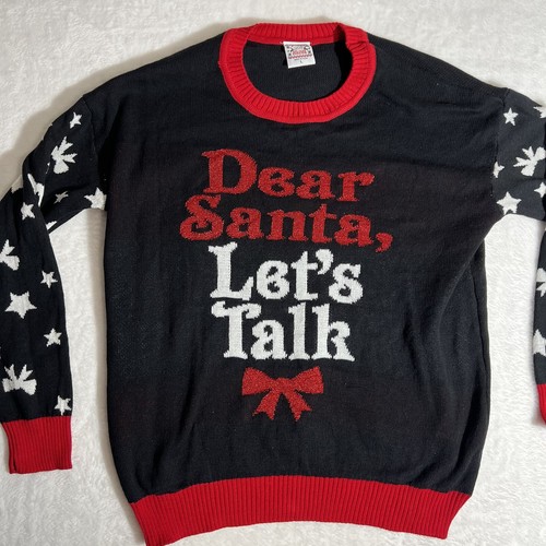 Christmas Sweater Holiday Sweater dear Santa Let's Talk Size L - Picture 2 of 7