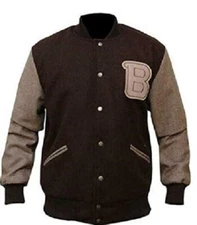 B Logo Miami Fashion Biker Classic Men Hotline Varsity Wool Bomber Real Jacket