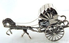 Mini Sterling Silver Horse Carriage Coach & Driver #462