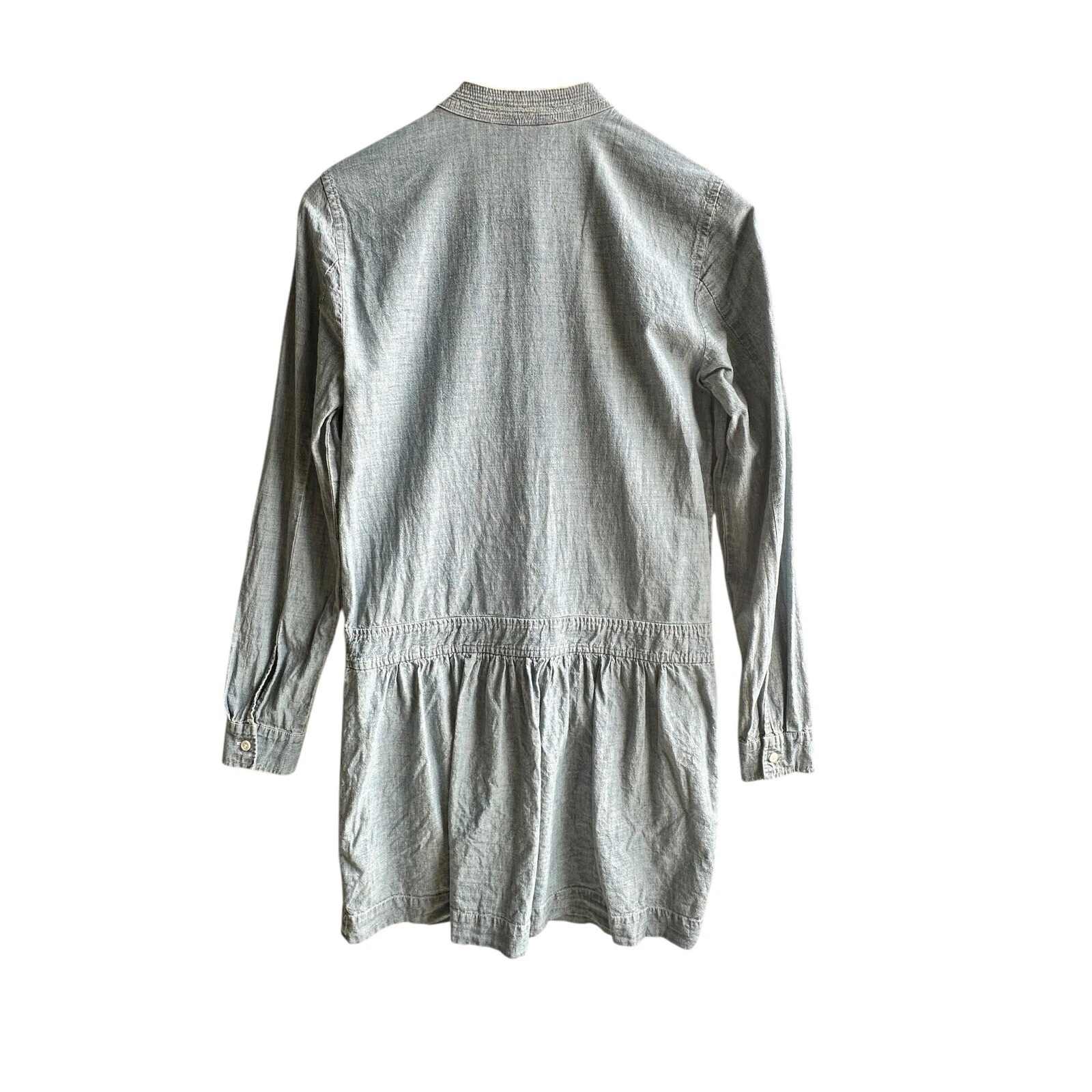 VETEMENTS J. Abito Crew Denim Tunica Plissettato Chambray Casual Taglia 4 Mini Boho Classico
