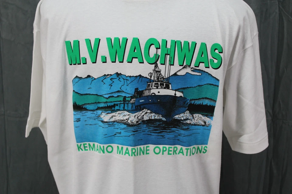 Vintage Graphic T-shirt - MV Wachwas Boat Graphic - Men's Large - Image 2 of 4