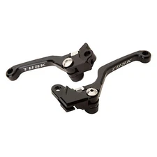 Tusk Folding Billet Aluminum Lever Set Black–Honda XR250R/XR400R 1996–2004