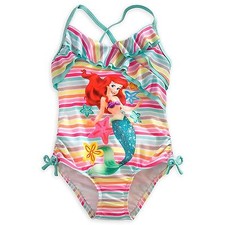 Disney Store Princess The Little Mermaid Ariel One PC Swimsuit Girl Rainbow 1 pc
