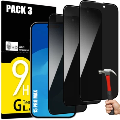 Verre Trempé pour iPhone Protection Anti Espion 17 16 Pro 16e 15 14 13 12 ProMax