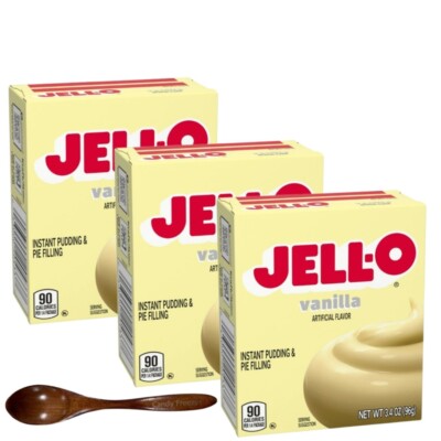 Jell-O Pudding 3.4oz Box(3-Pack) w/ Wooden Spoon (Vanilla)