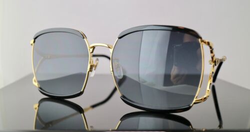 Lunettes de soleil femmes carrées à verres noirs/gris Gucci GG0593SK 100 % UV - Photo 1/6