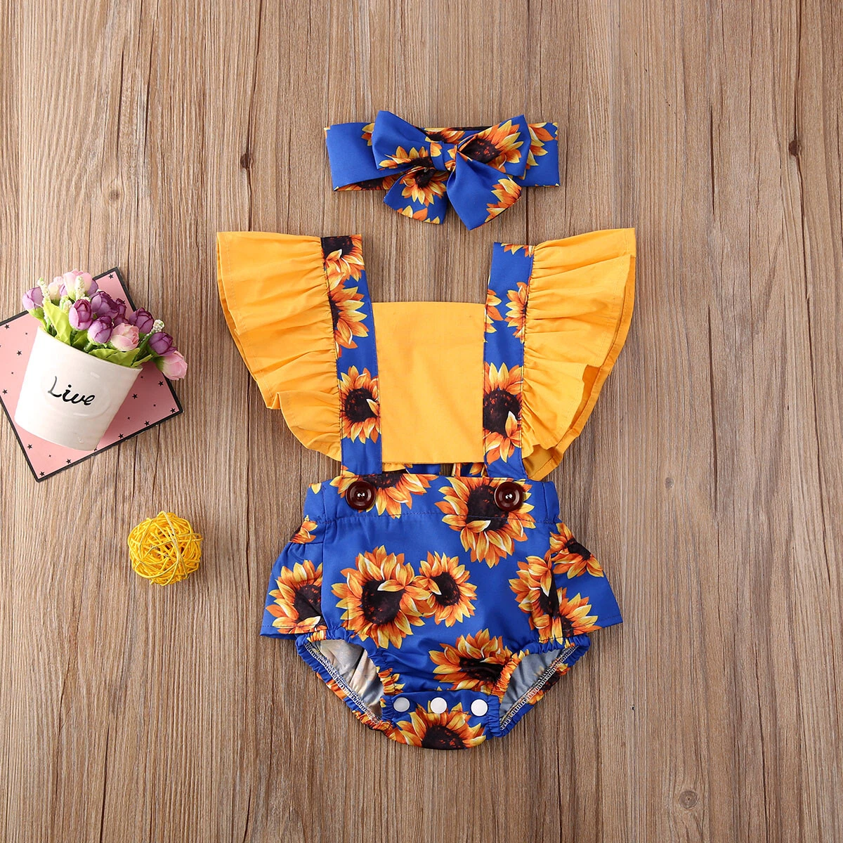 Baby sunflower romper new arrivals