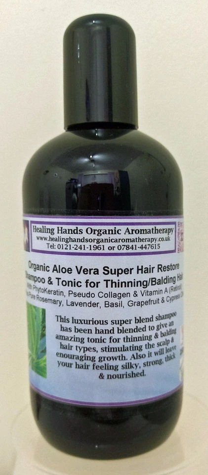 HEALING HANDS ORGANIC AROMATHERAPY Organic Aloe Vera Hair Restore Shampoo for Hair Loss+ Keratin, collagen & vit A