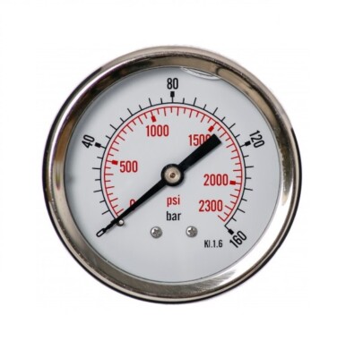 63mm 0-2300 Psi 0-160 Bar 1/4'' GLYZERIN Manometer Druckluftmesser Messgerät