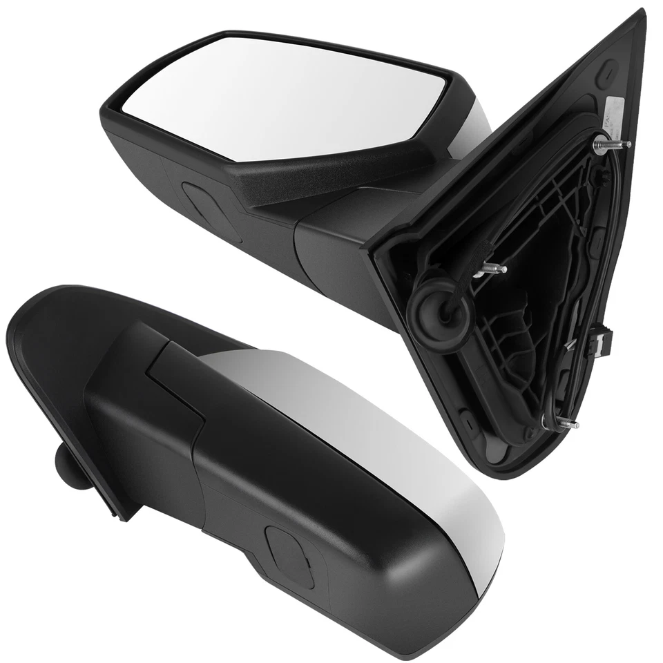 Juego de 2 espejos retrovisores plegables manuales eléctricos cromados para Chevy Silverado 2015-18 Foto 3 de 4