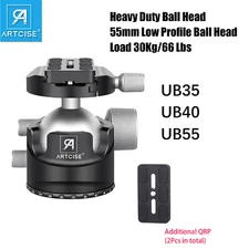 35mm/40mm/55mm Large Size CNC Aluminum Camera Head Low Profile Ball Head 66lbs