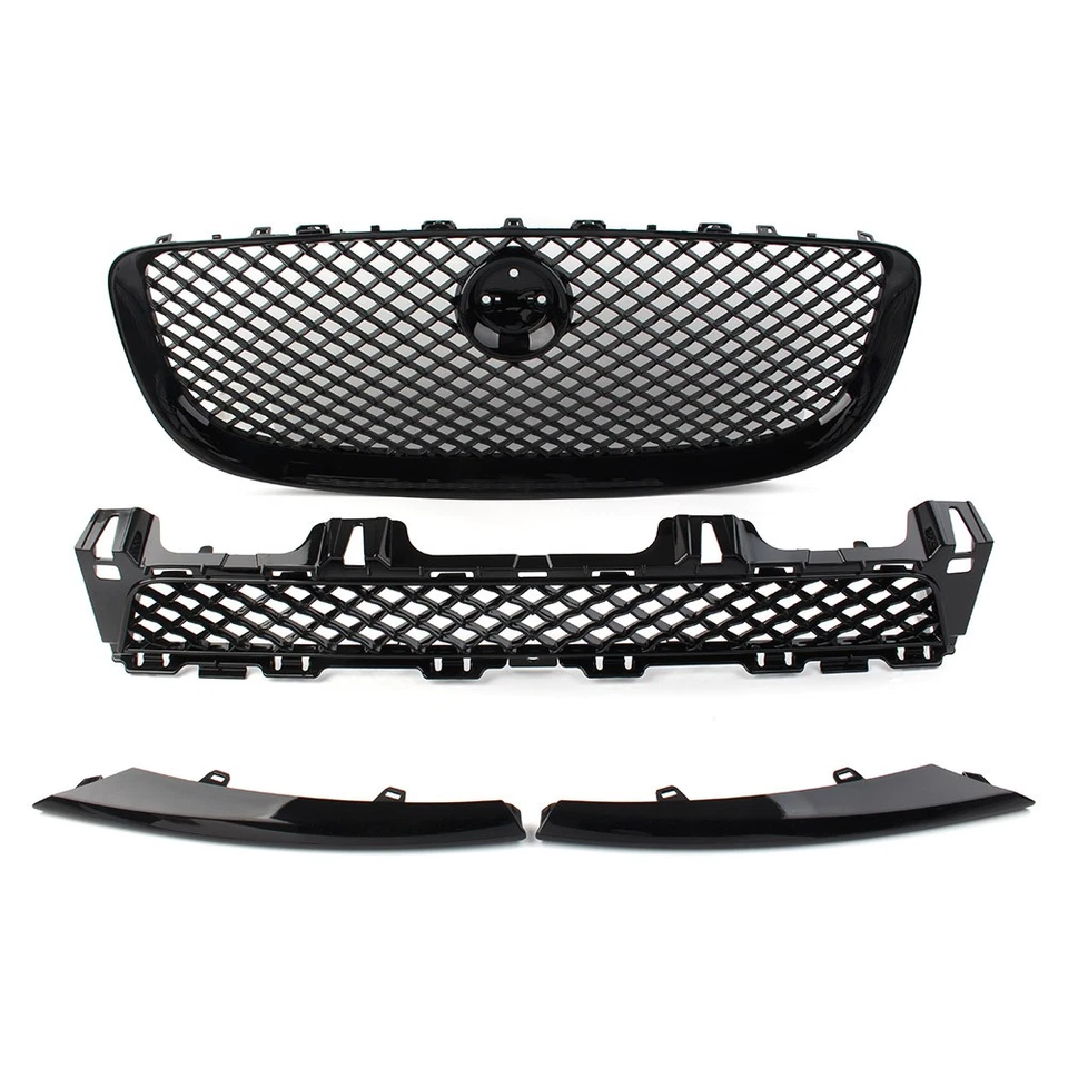 4Pcs Black Front Grille Upper and Lower Mesh Grill For Jaguar XJ 2010-2015 2014 - Изображение 2 из 4