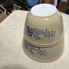Lot of 2 Vintage Pyrex Homestead Blue Flowers Mixing Bowls 401 & 402 READ