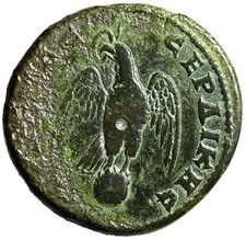 Caracalla AE30 of Serdica, Thrace "Eagle Facing on Globe" Fine