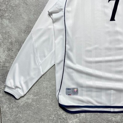 2001-2003 England Long Sleeve Jersey Beckham #7 Size M Authentic