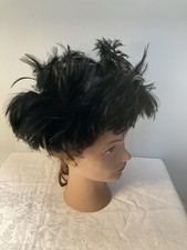 Black Feather Fascinator Hat Weddings Kentucky Derby Church Hat Vintage