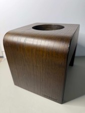 LOVESAC Wooden Cup Holder Modern Square Dark Brown Wood Grain Decor