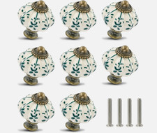 Ivory  Green Pumpkin Knobs 12 Pack Ceramic Cabinet Knobs Vintage Drawer Pulls