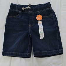 Jumping Beans Boys Size 6 Dark Wash Blue Denim Shorts Drawstring Stretch Pockets