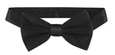 100 SILK BOWTIE SOLID BLACK Color Mens Bow Tie for Tuxedo or Suit