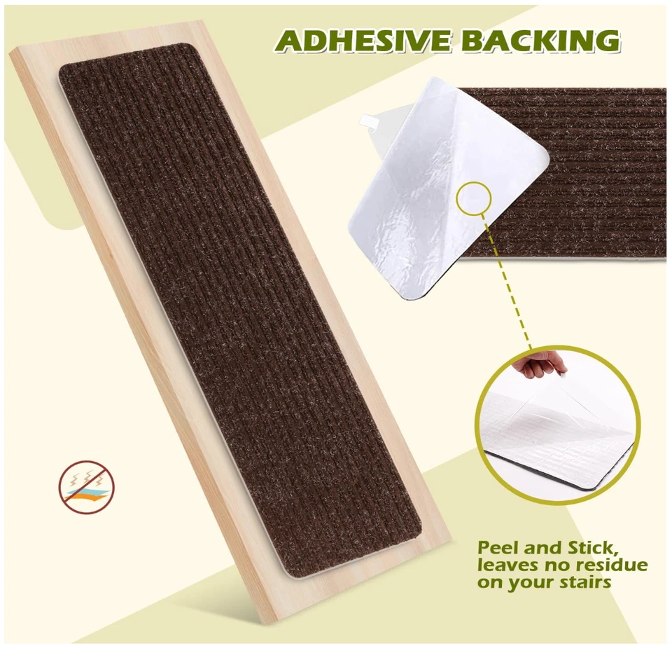 Peldaños de escalera rojos antideslizantes, corredor de alfombras, peldaños de madera interiores, con respaldo de TPE Foto 4 de 4