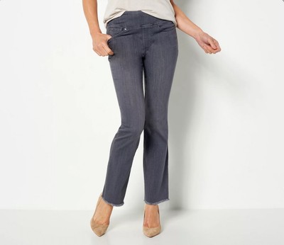 Belle By Kim Gravel Primabelle Frayed Edge Boot Cut Jeans Size 30W Grey A460547