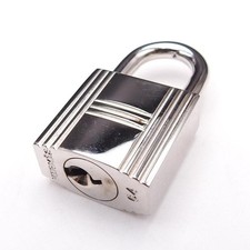 Hermes Cadena Padlock Lock Silver Authentic 64 Nanjing Key Genuine