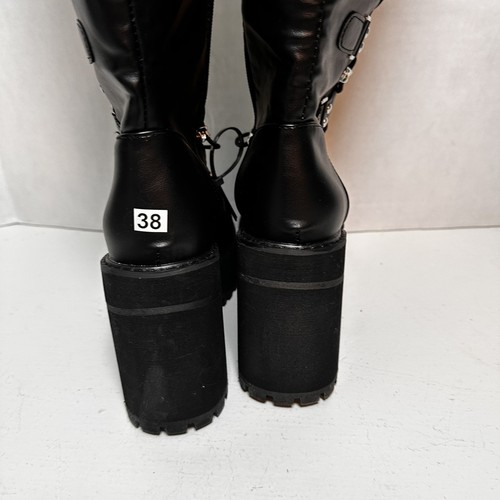 Black Goth Platform Cyber Punk Rock Boots Women's Sz 8 - Picture 7 of 8