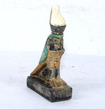 UNIQUE PHARAONIC ANCIENT EGYPTIAN Horus Bird Colored Statue (IW)