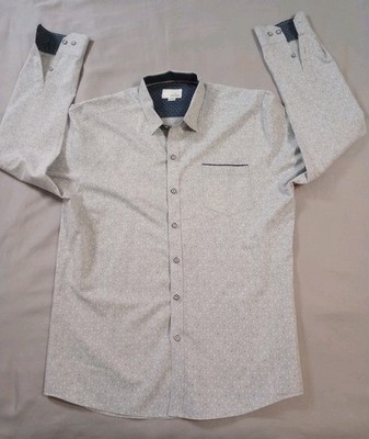Craft + Flow Dress Shirt Mens Large Gray Blue White Pocket Long Sleeve