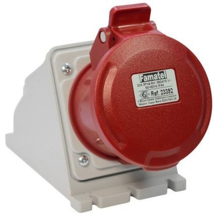 () 23392 - Famatel 32A Industrial Surface Socket, 415V, 3P+E, IP44, Red - Female
