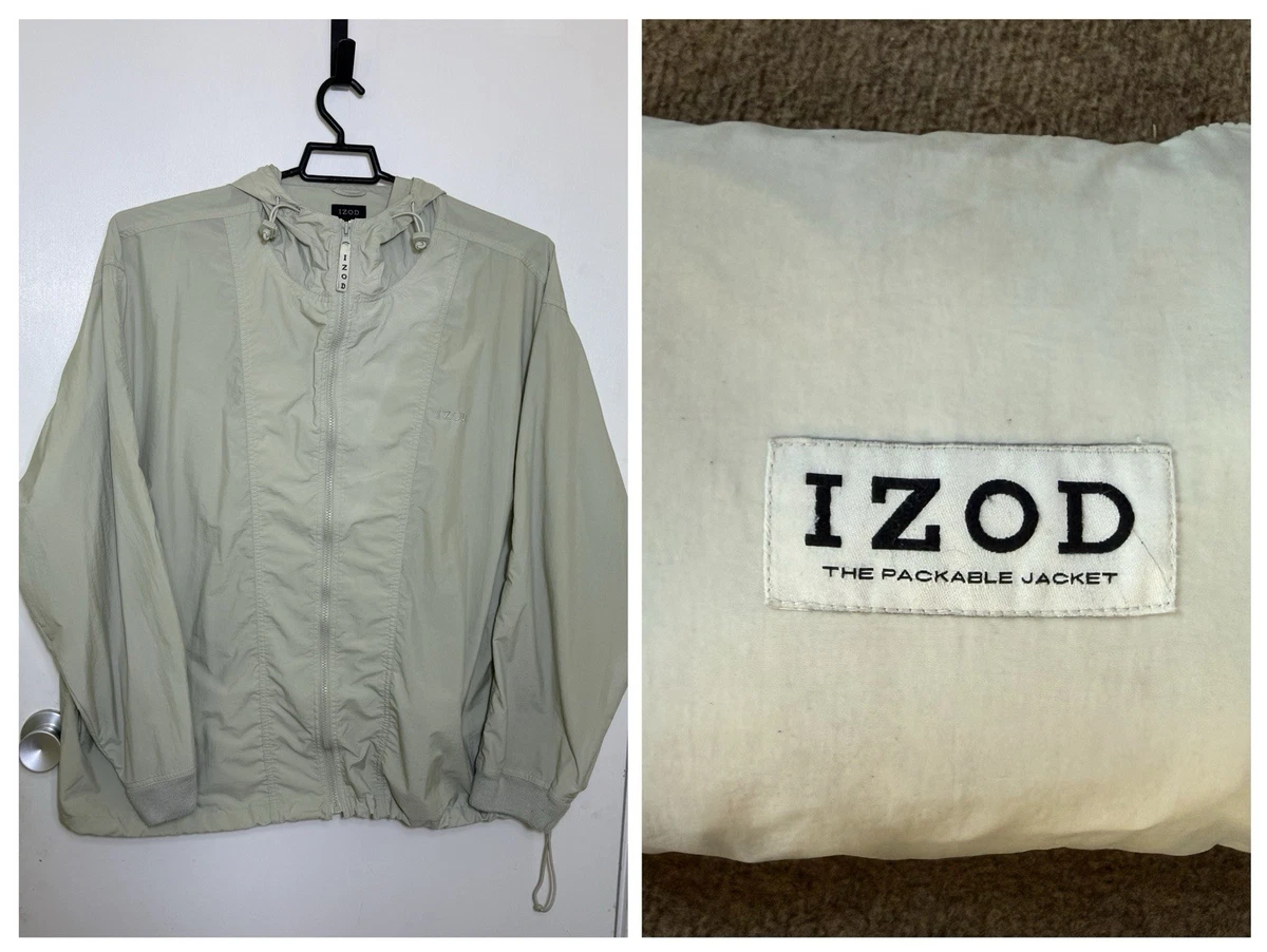 Veste IZOD Homme Taille L Beige – Coupe-vent Polaire Doublé – Occasion Bon état