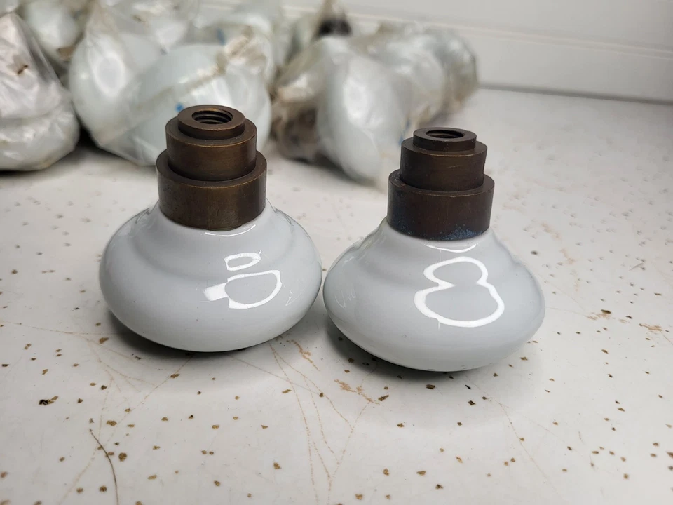 古董/复古白色瓷门把手 2 英寸意大利制造 — 第 3/4 张图片