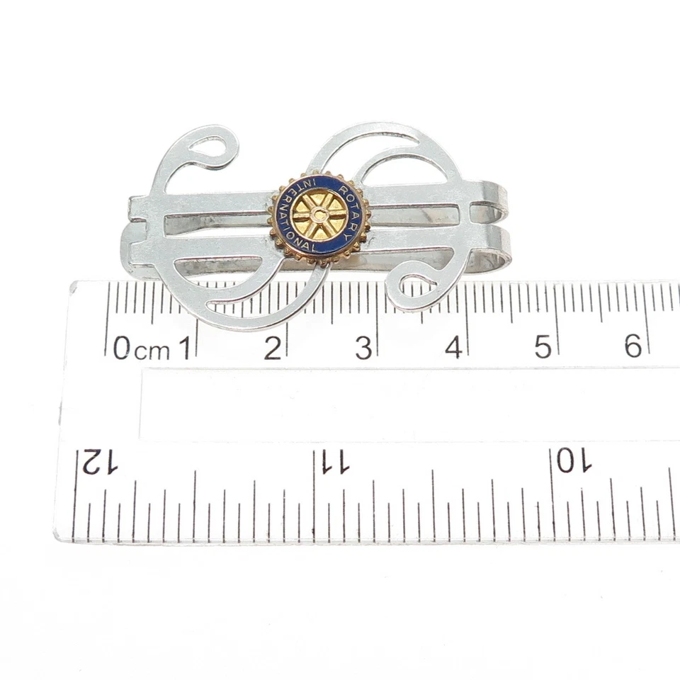 925 Sterling 2-Tone Antique Art Deco Enamel Rotary Intl. Dollar Sign Money Clip - Image 4 of 4