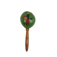 Hand Painted Wooden Maraca Made From Gourds Mexico Percussion Instrument