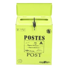 Image of Wall Mounted Iron Letter Box Lockable Vintage Style For Home Or Office