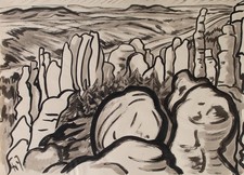 Fritz Zalisz Elbe Sandstone Mountains expressionism sign unique drawing 1920s
