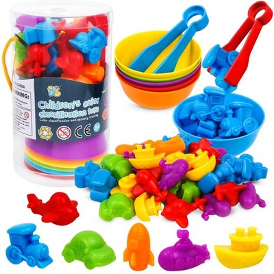 Counting Transport Matching Game with Rainbow Bowls,Color Sorting & Sensory Trai