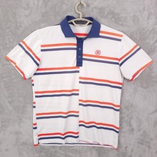 G/FORE Polo Shirt Mens Medium White Stripe Golf Performance Stretch Short Sleeve