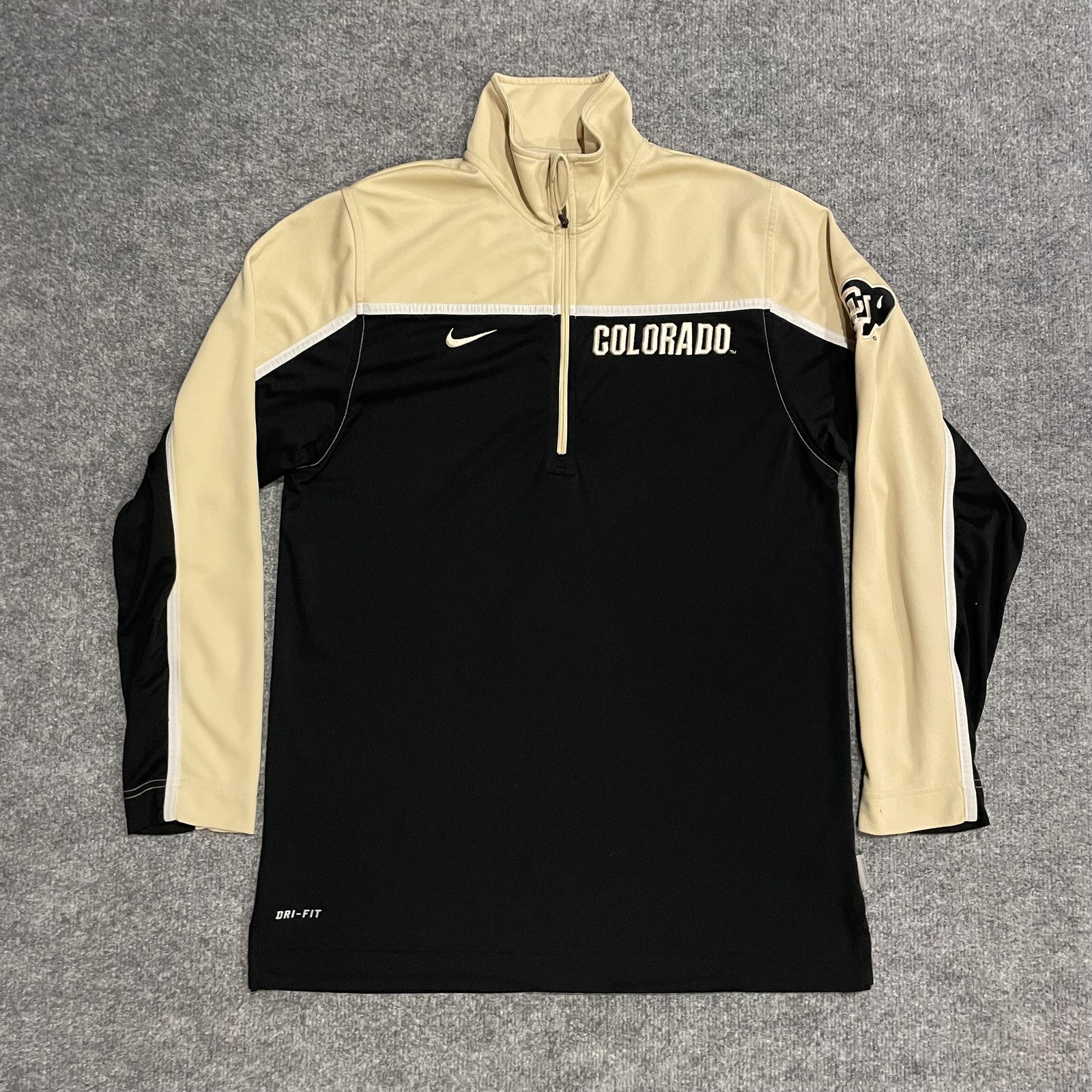 Colorado Buffaloes 1/4 Zip Shirt Mens M Black Gold College Nike Dri Fit