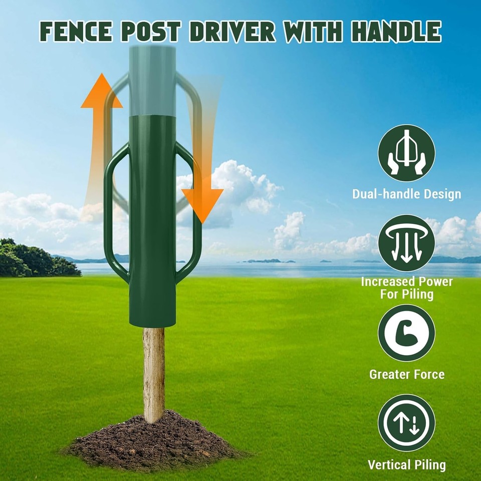 12/18/30/37 lbs Fence Post Driver with Handles Heavy Duty T Post Driver ...
