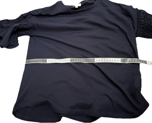 Witchery Blue Navy Flared Sleeve Intricate Detail Blouse-Workwear-Casual-Comfy-M - Picture 9 of 13