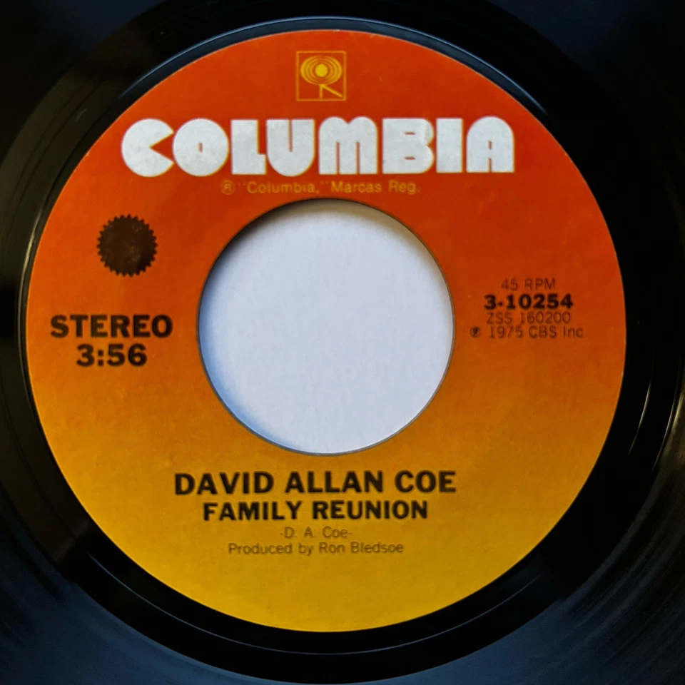 David Allan Coe - Longhaired Redneck 1975 Columbia 45 rpm 3-10254 - Image 3 of 4