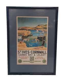 Vintage GWR St Ives Cornwall Travel Poster Framed Art Print Decor E12 W438