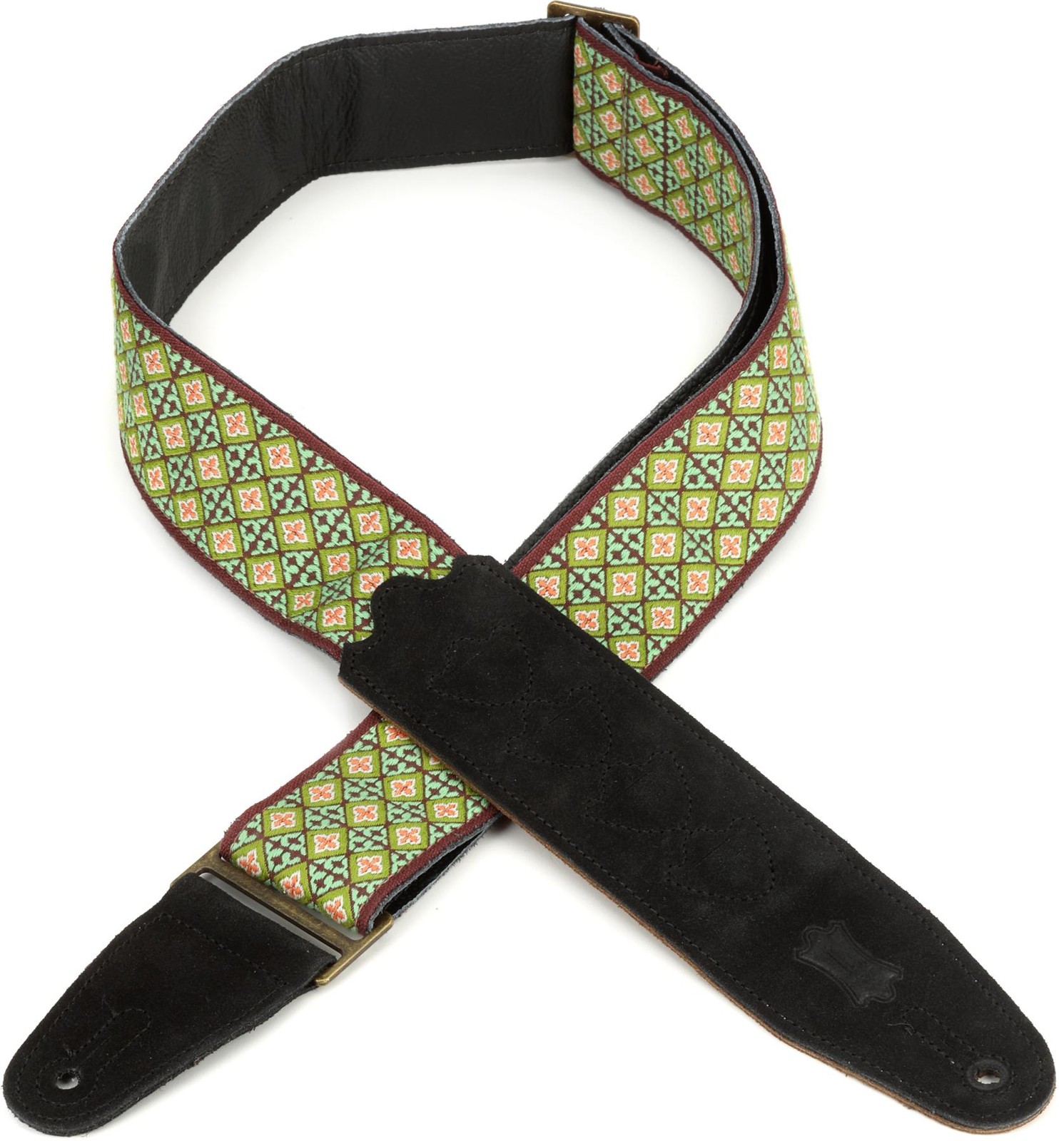 Гитарный ремешок Levys 60-х годов Hootenanny - Зеленое мозаичное плетение 5790₽
