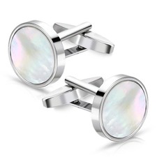 Mother of Pearl Cuff Links Mens Black Cufflinks for Men Groom Classic Shirt T...