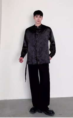 New Chinese style fashionable national style jacquard shirt men's tops