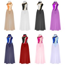 Women Dancewear Party Dress Stage Long Skirt Flowing Lyrical Costume Modern