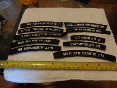 Ten (10) Different Navy Tabs or Rockers (BOX KIWI BAG#F4)