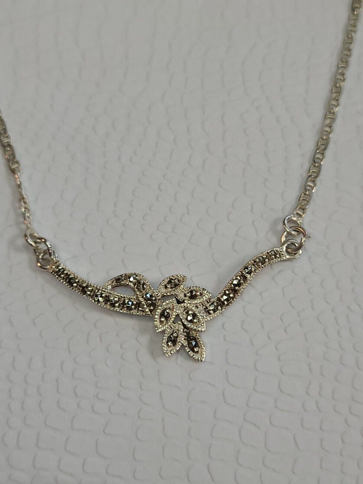 SOLID STERLING AND MARCASITE SIMPLY ELEGANT NECKL… - image 1